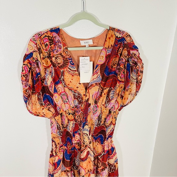 NEW A.L.C. Lucia Maxi Dress Terracotta Paisley Silk Bohemian Wedding Resort - Picture 3 of 10